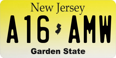 NJ license plate A16AMW