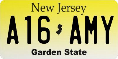 NJ license plate A16AMY