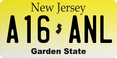 NJ license plate A16ANL