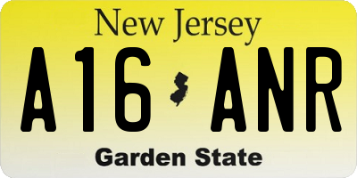 NJ license plate A16ANR