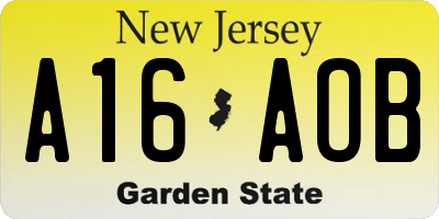 NJ license plate A16AOB