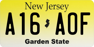 NJ license plate A16AOF
