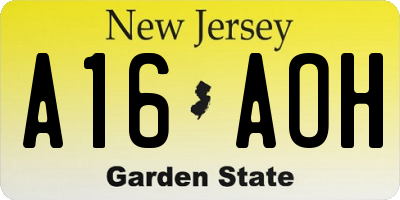 NJ license plate A16AOH