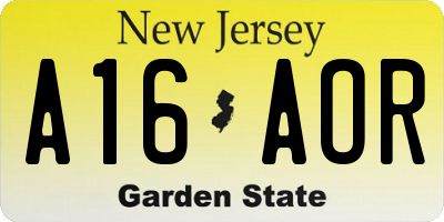 NJ license plate A16AOR