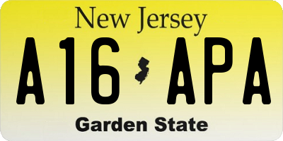 NJ license plate A16APA