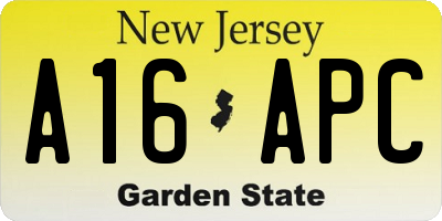 NJ license plate A16APC