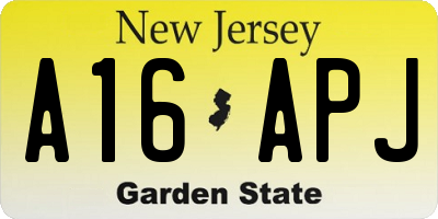 NJ license plate A16APJ