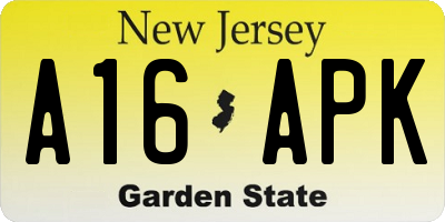 NJ license plate A16APK