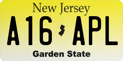 NJ license plate A16APL