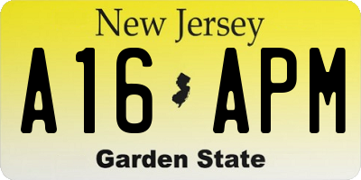 NJ license plate A16APM