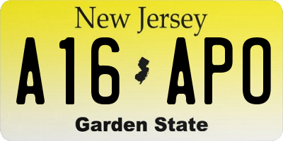 NJ license plate A16APO