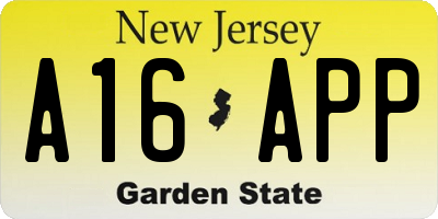 NJ license plate A16APP