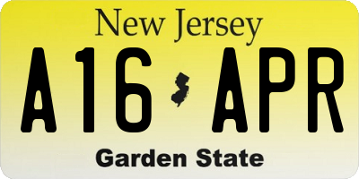 NJ license plate A16APR