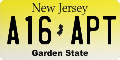 NJ license plate A16APT