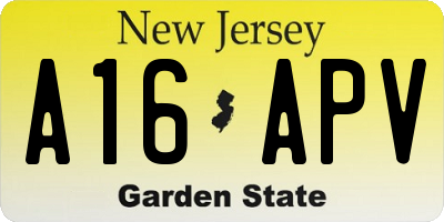 NJ license plate A16APV