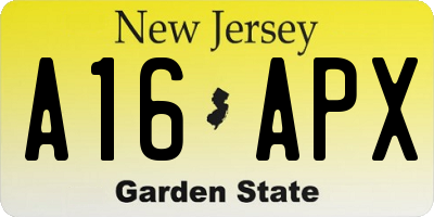 NJ license plate A16APX
