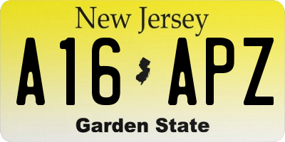 NJ license plate A16APZ