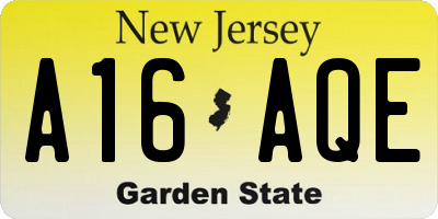 NJ license plate A16AQE