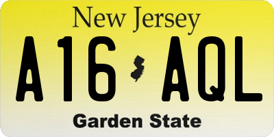 NJ license plate A16AQL