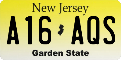 NJ license plate A16AQS