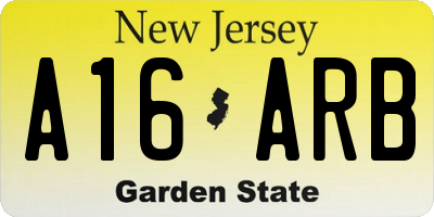 NJ license plate A16ARB