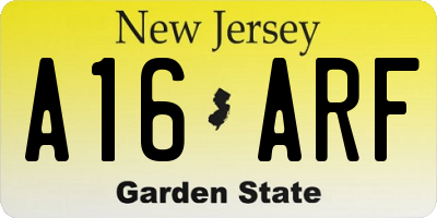 NJ license plate A16ARF