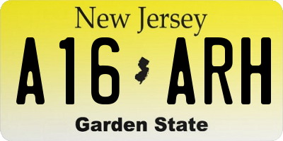 NJ license plate A16ARH
