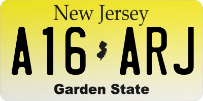NJ license plate A16ARJ