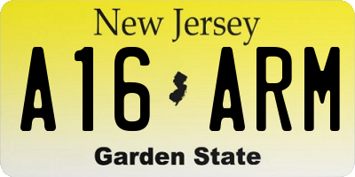 NJ license plate A16ARM