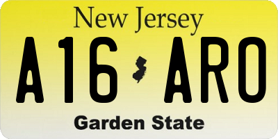 NJ license plate A16ARO