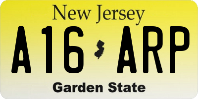 NJ license plate A16ARP