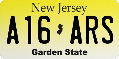 NJ license plate A16ARS