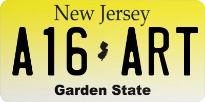 NJ license plate A16ART