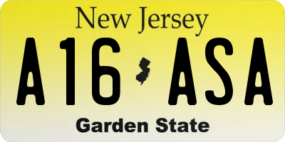 NJ license plate A16ASA
