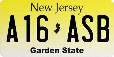 NJ license plate A16ASB