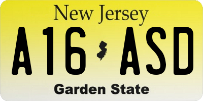 NJ license plate A16ASD