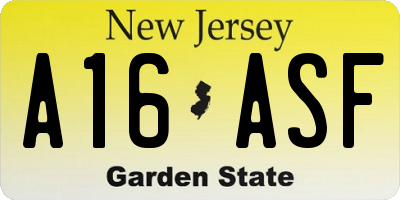 NJ license plate A16ASF