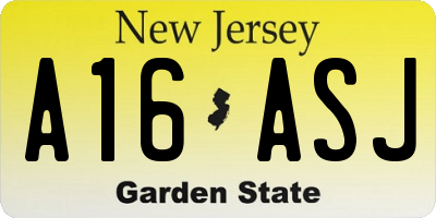 NJ license plate A16ASJ