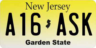 NJ license plate A16ASK