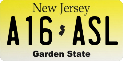 NJ license plate A16ASL