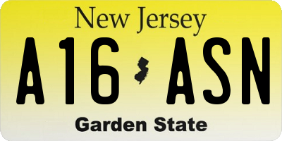 NJ license plate A16ASN