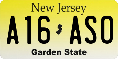 NJ license plate A16ASO