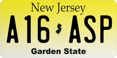 NJ license plate A16ASP