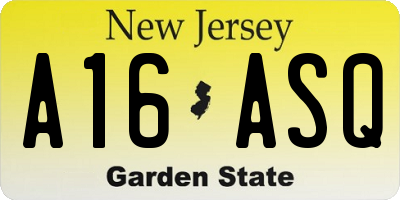 NJ license plate A16ASQ