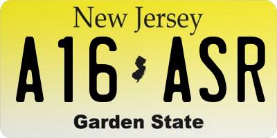 NJ license plate A16ASR