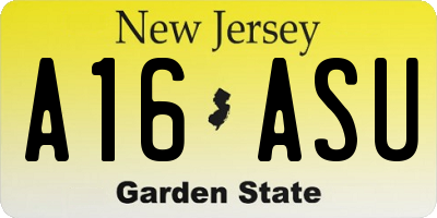 NJ license plate A16ASU