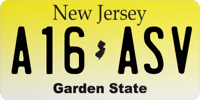 NJ license plate A16ASV