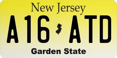 NJ license plate A16ATD