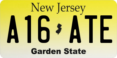 NJ license plate A16ATE