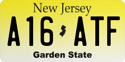 NJ license plate A16ATF